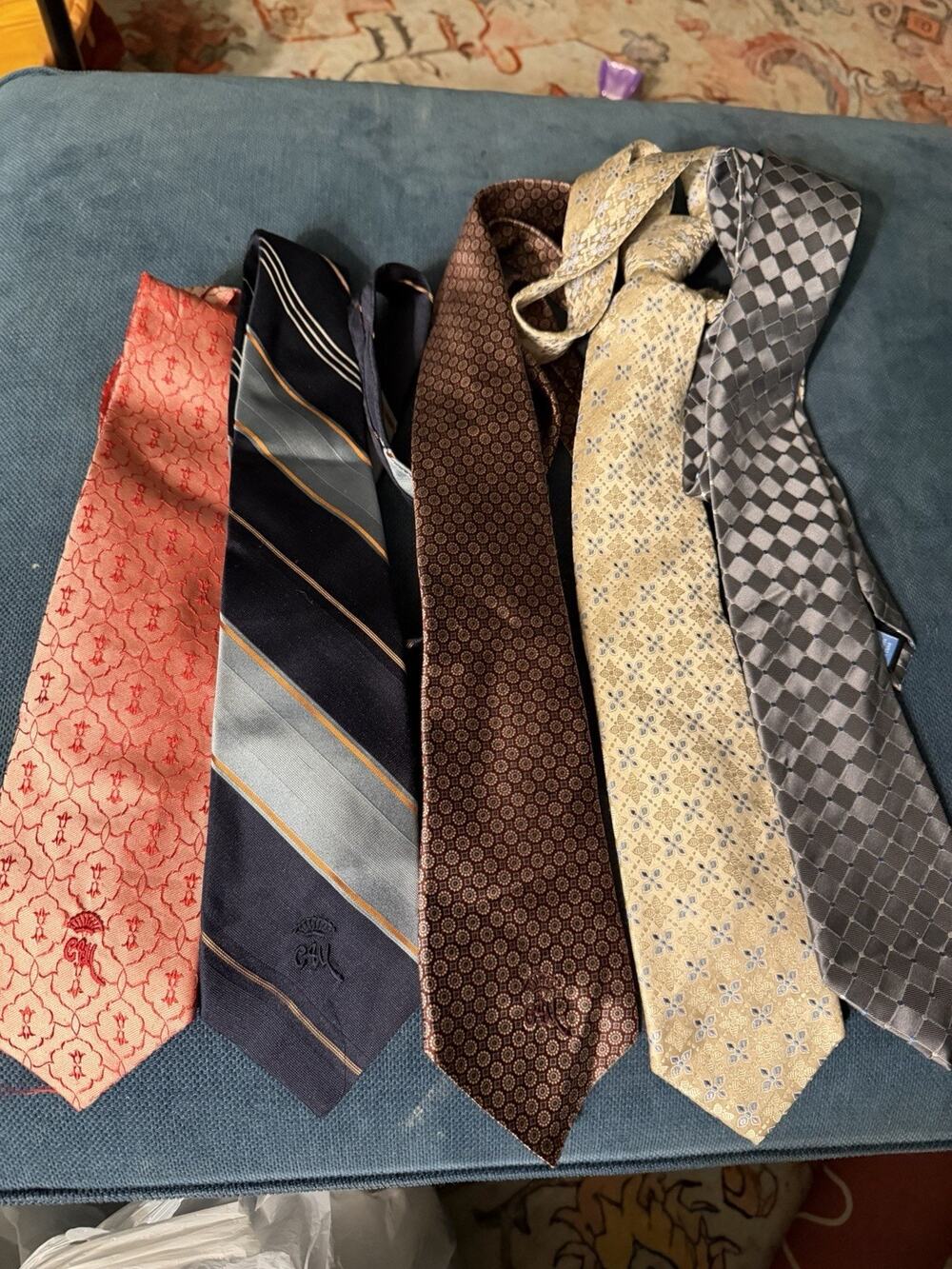 Vintage Countess Mara Silk Poly Tie Lot of 15 Crown Logo Striped Geometric Fancy
